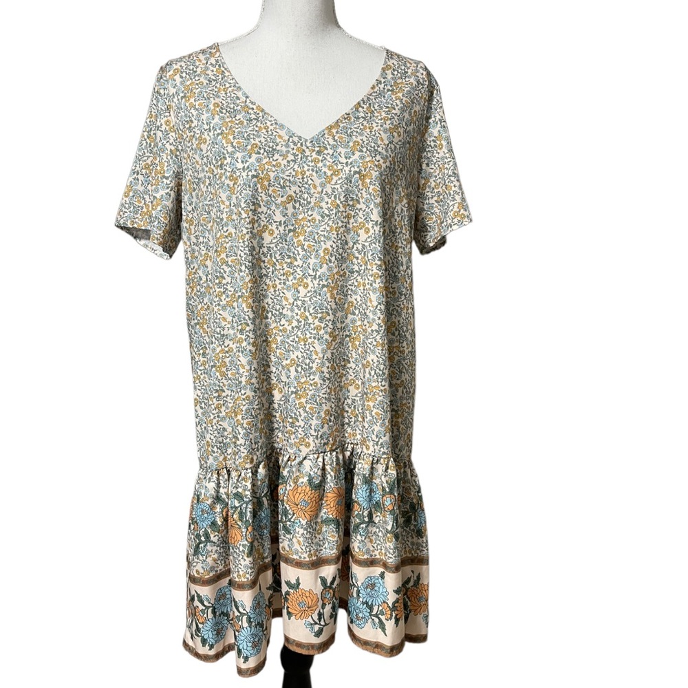 Romantic floral, Prairie ruffle dress with keyhole back